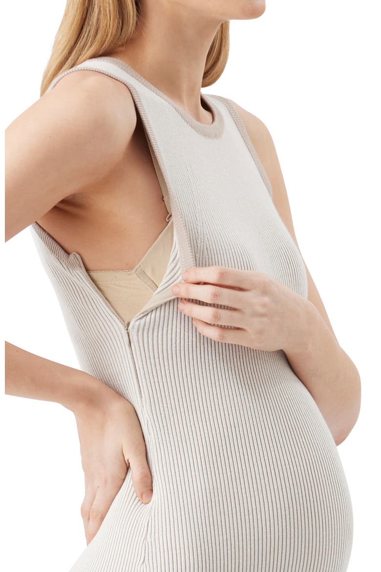 Noa Rib Knit Nursing Dress, Alternate, color, Natural / Taupe