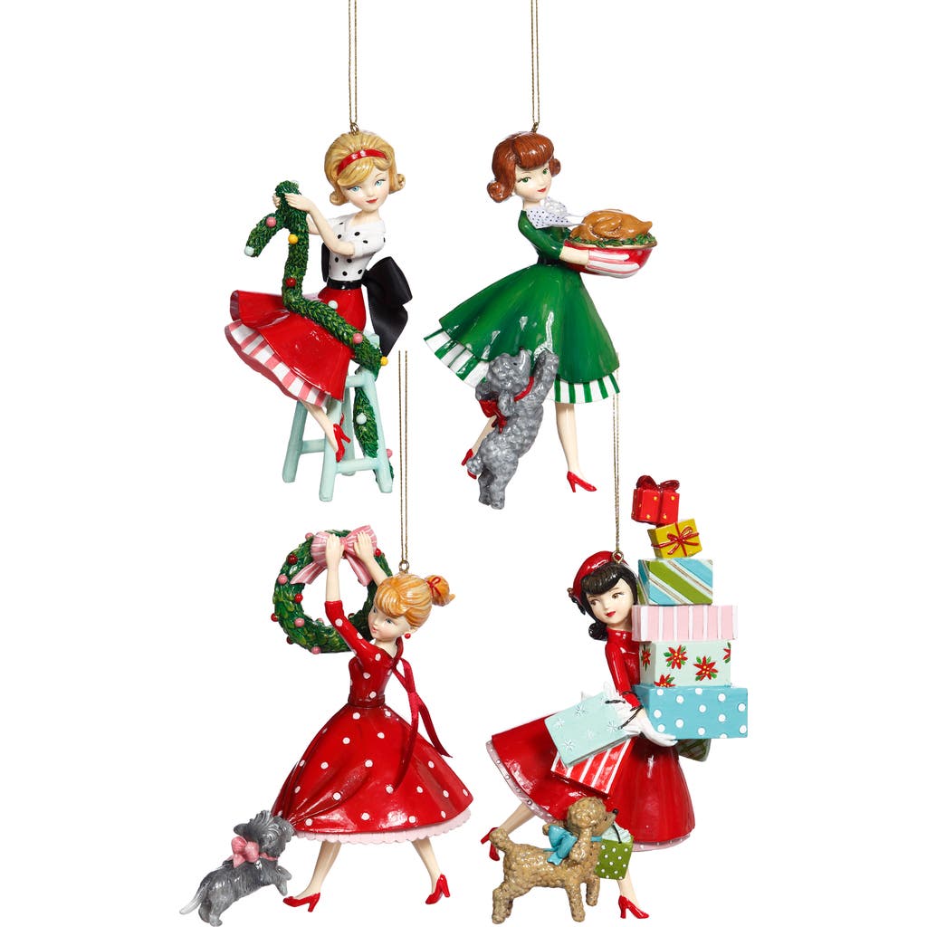 Mark Roberts Dinner Girl Ornament, Set Of 4 In Multi