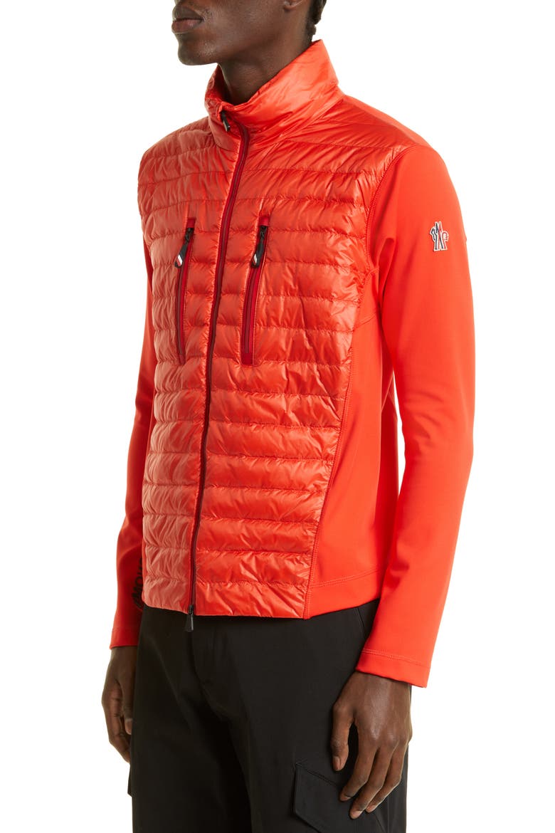 Quilted Down & Jersey Cardigan, Alternate, color, RED