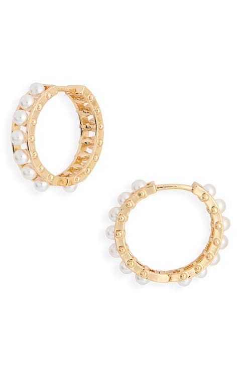 Imitation Pearl Huggie Hoop Earrings