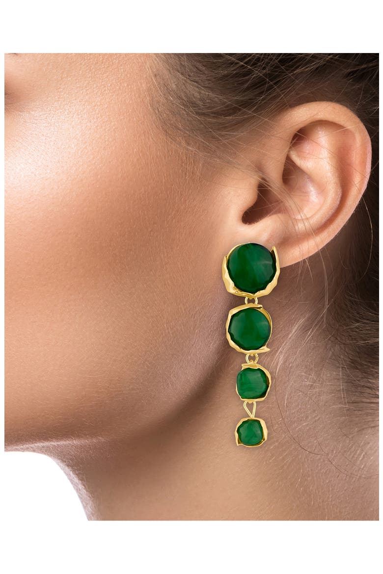 Graduated Sculpted Circle Linear Drop Earrings (Nordstrom Exclusive), Alternate, color, GREEN/ GOLD