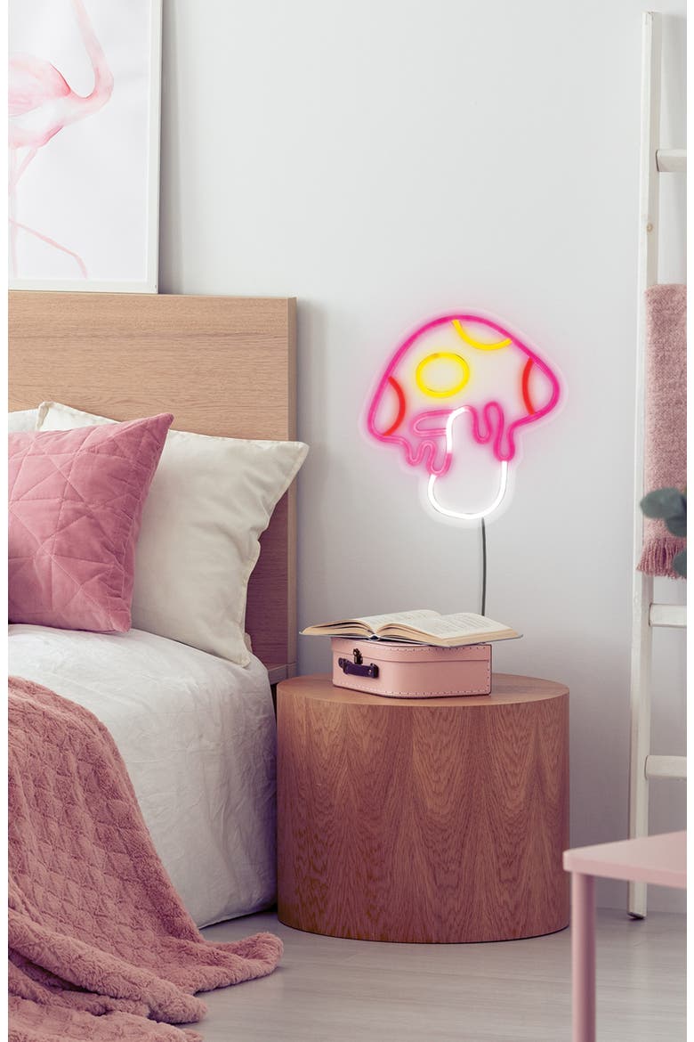 Mushroom Neon Lamp, Alternate, color, PINK/ WHITE/ YELLOW