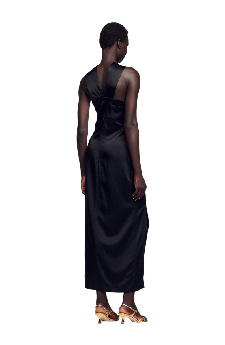 SANDRO Slit satin-effect maxi dress, Alternate, color, Black