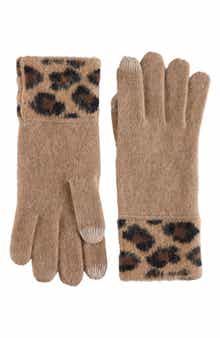 Bruno Magli Cashmere Leopard Gloves
