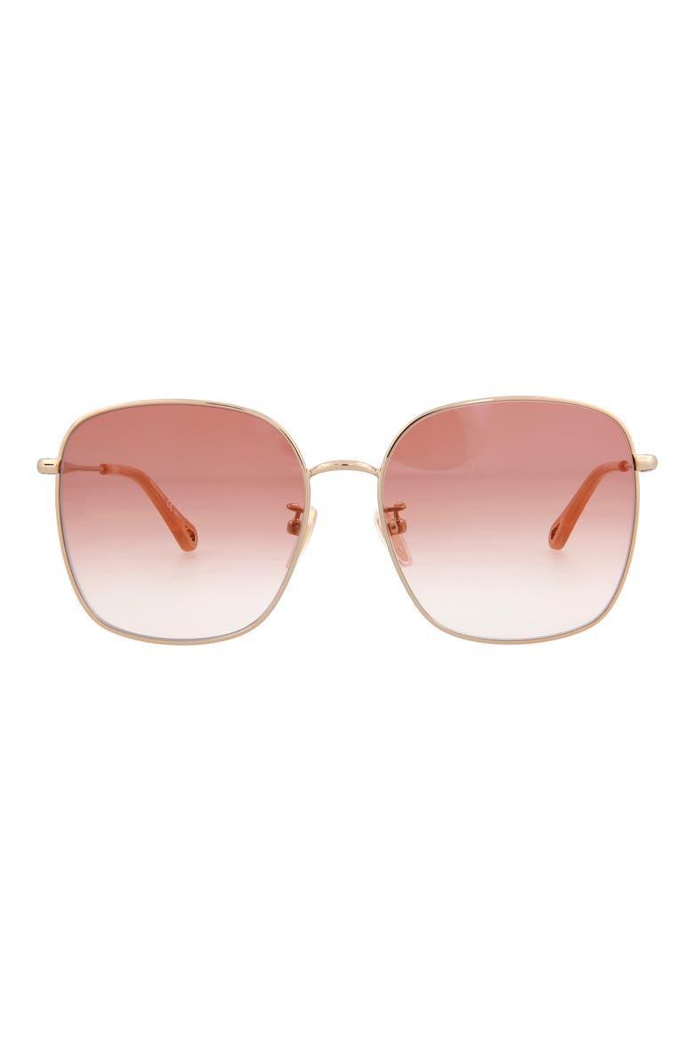 58mm Gradient Square Sunglasses, Main, color, GOLD GOLD ORANGE