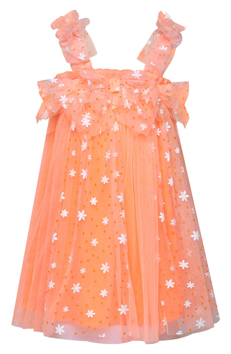 Truly Me Kids' Floral Tulle Party Dress, Main, color, Orange