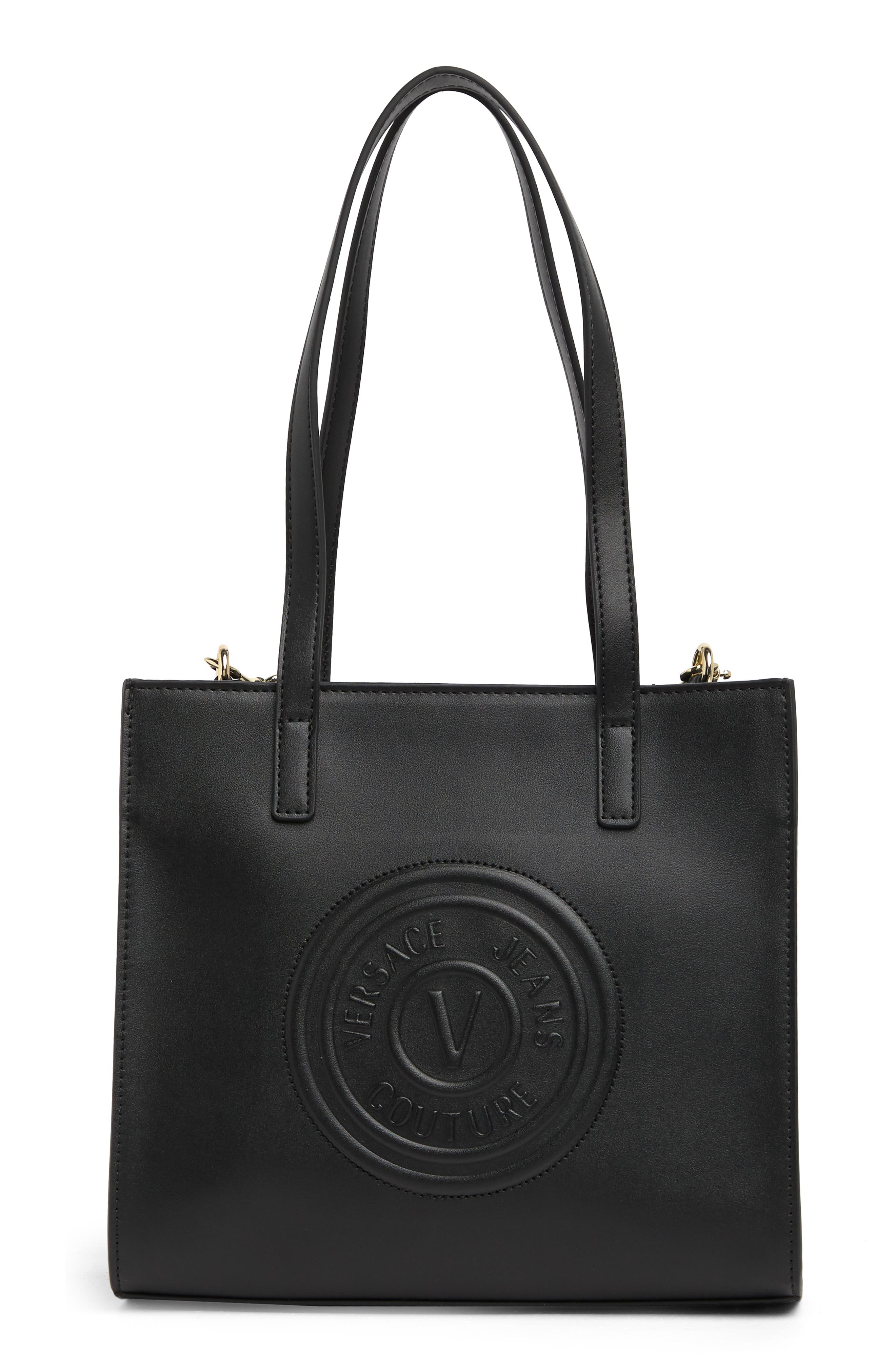 Versace Jeans Leather Logo Tote Bag, Main, color, 
