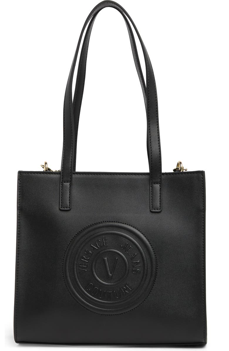 Versace Jeans Leather Logo Tote Bag, Main, color,