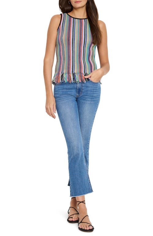 Nic + Zoe Nic+zoe Falling Fringe Sleeveless Sweater In Pink Multi