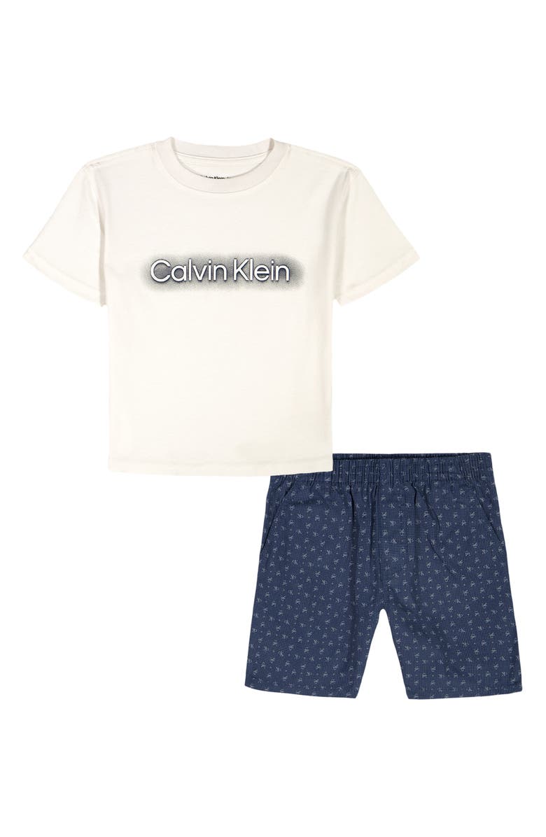 Calvin Klein Kids' Graphic T-Shirt & Shorts Set, Main, color, Navy Multi