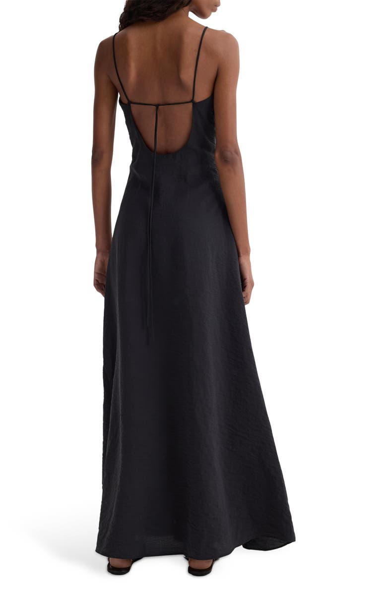 Róhe Sleeveless Hammered Silk Blend Maxi Dress, Alternate, color, Black