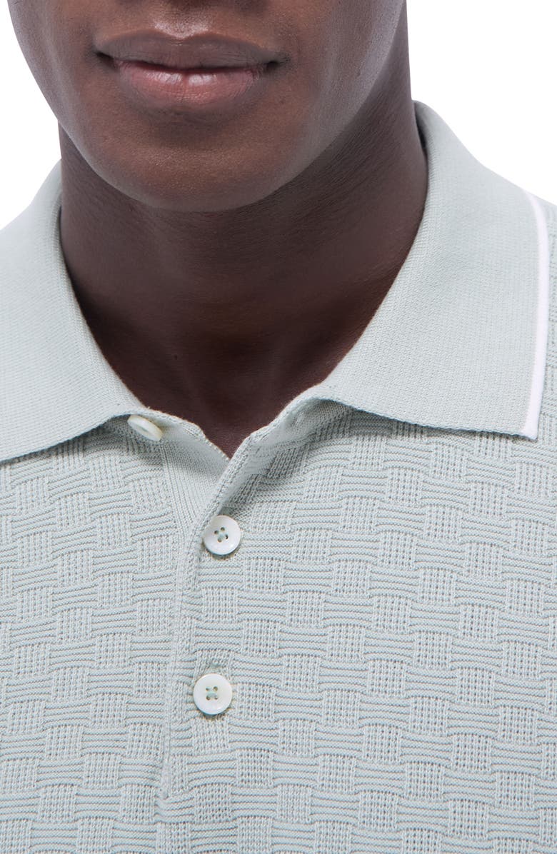 Bugatchi Tipped Contrast Collar Polo Sweater, Alternate, color, Mint