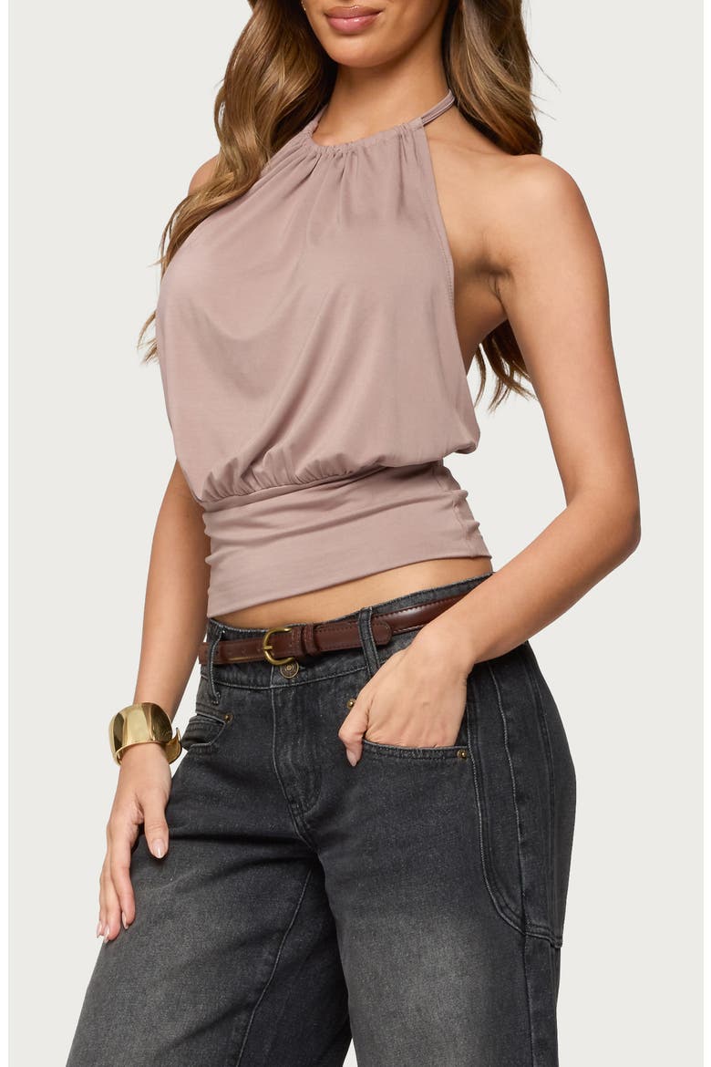 Donya Backless Halter Top, Alternate, color, TAUPE