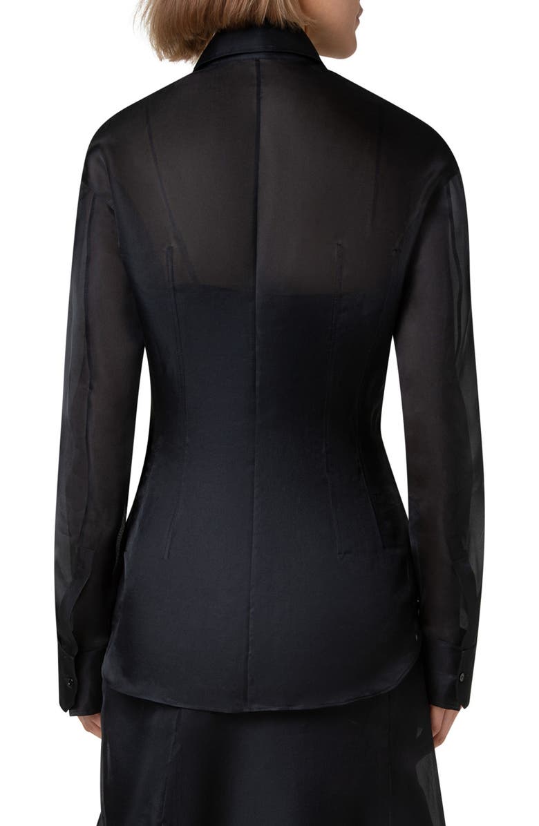 Akris Sheer Silk Organza Button-Up Shirt, Alternate, color, 