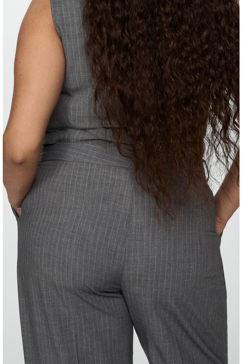 Pinstripe Pleat Front Pants, Alternate, color, GREY