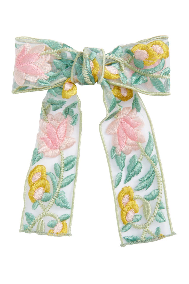 Sonoma Embroidered Bow Barrette, Main, color, FLORAL MULTI