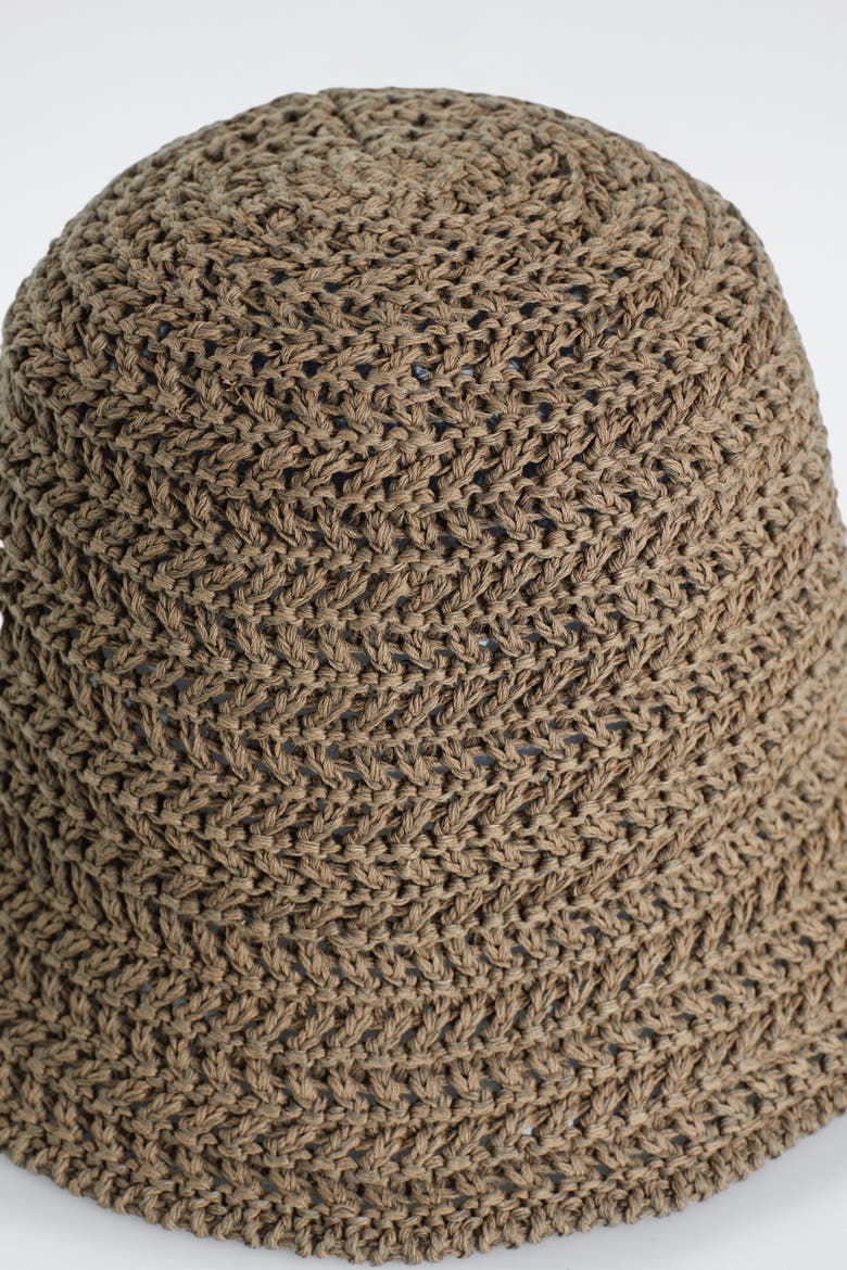 Open-knit Bucket Hat, Alternate, color, KHAKI