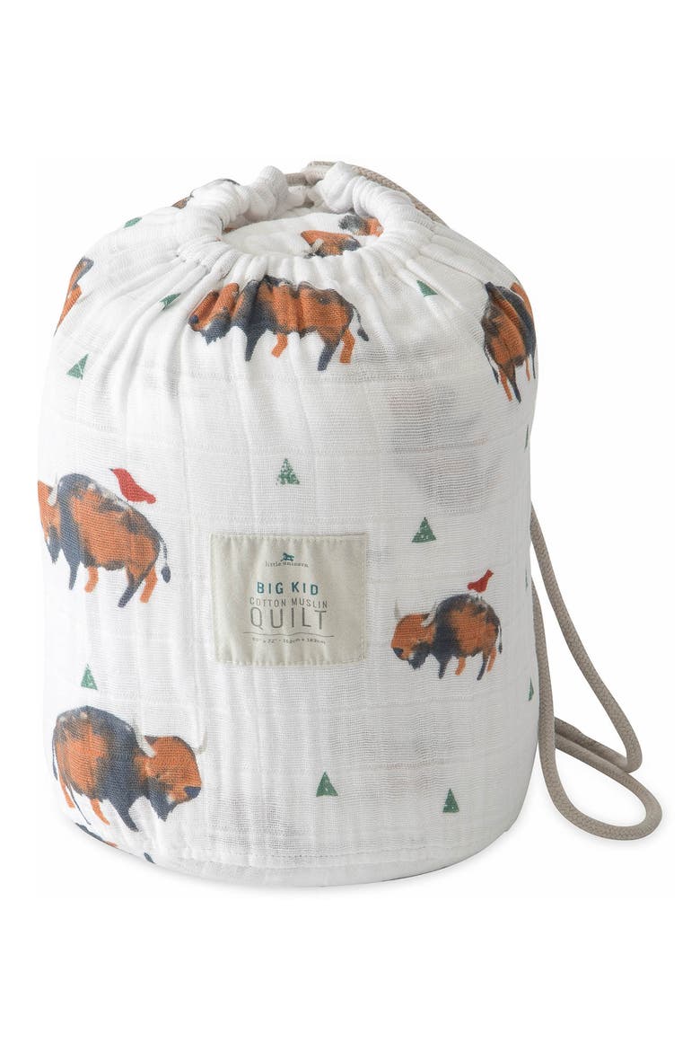 Kids' Cotton Muslin Quilted Throw, Alternate, color, BISON