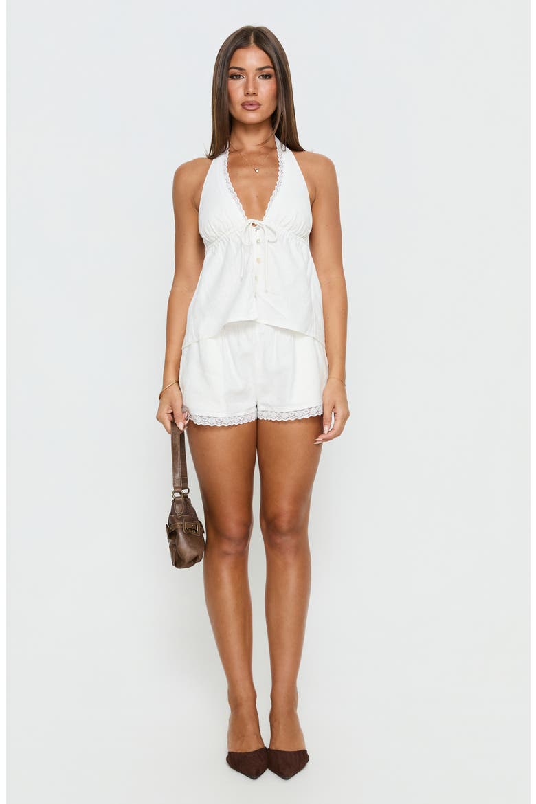 Cloud Crush Linen Blend Drawstring Shorts, Alternate, color, WHITE