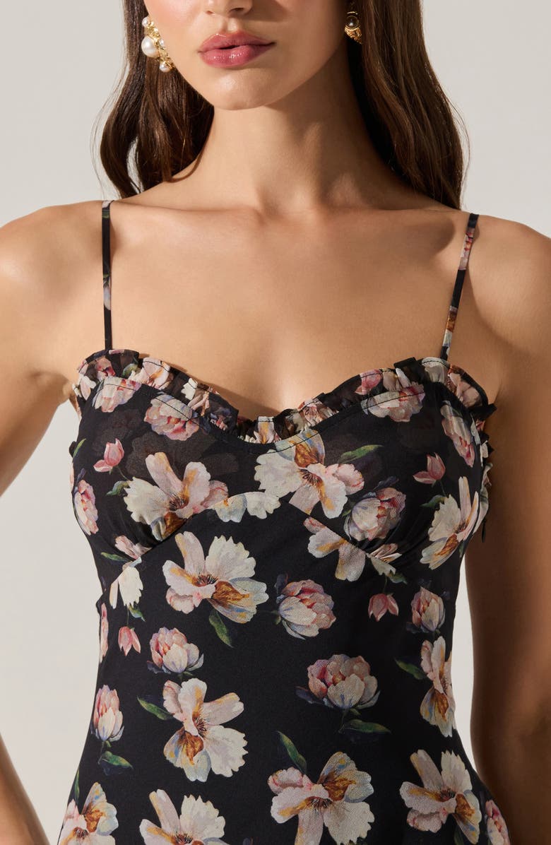 ASTR the Label Maeryn Sweetheart Neck Dress, Alternate, color, Black Floral