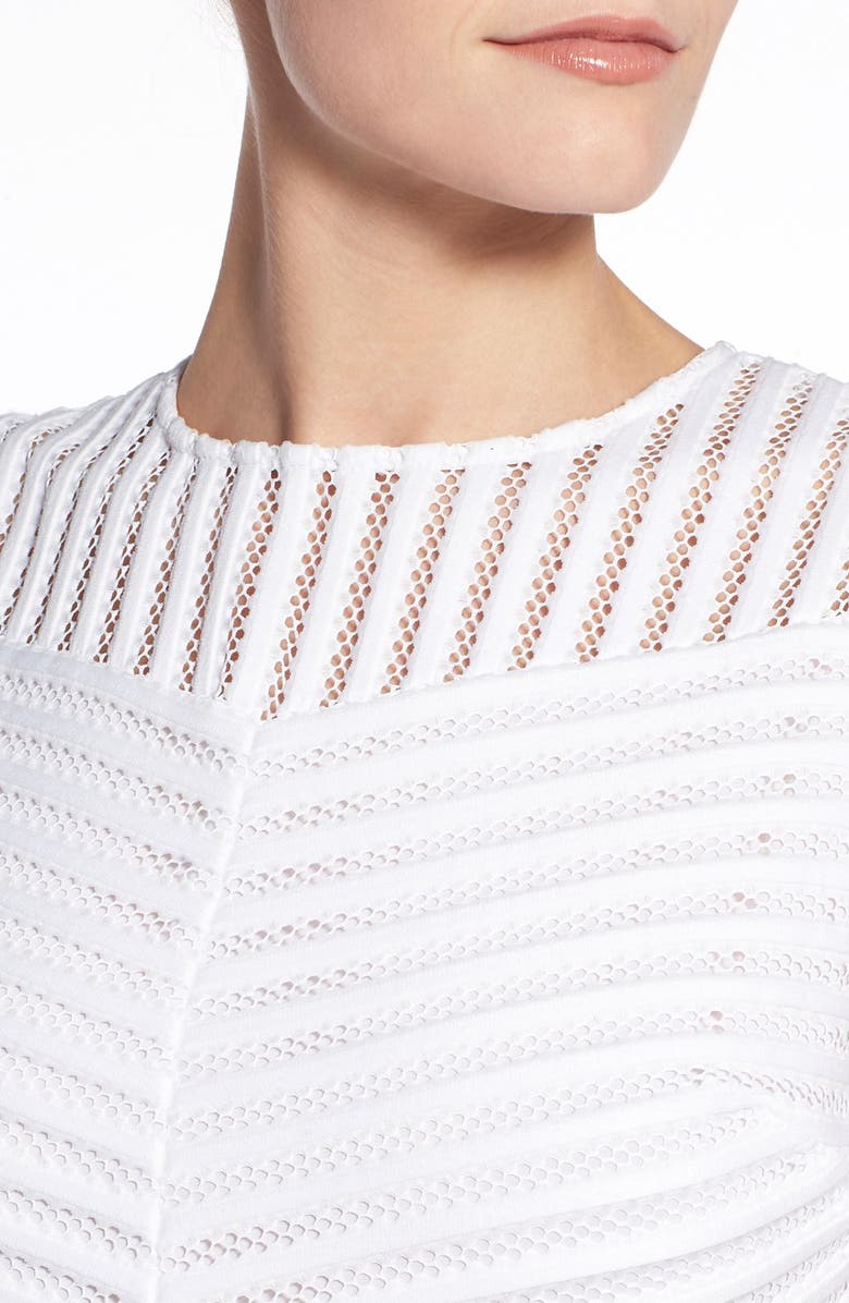 Halogen<sup>®</sup> Eyelet Stripe Fit & Flare Dress, Alternate, color, 