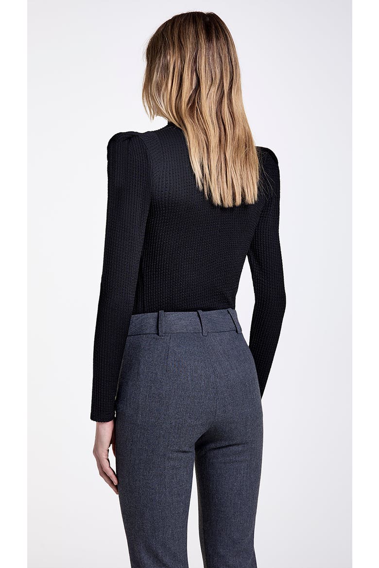 Box Pleat Knit Top, Alternate, color, Black Rib