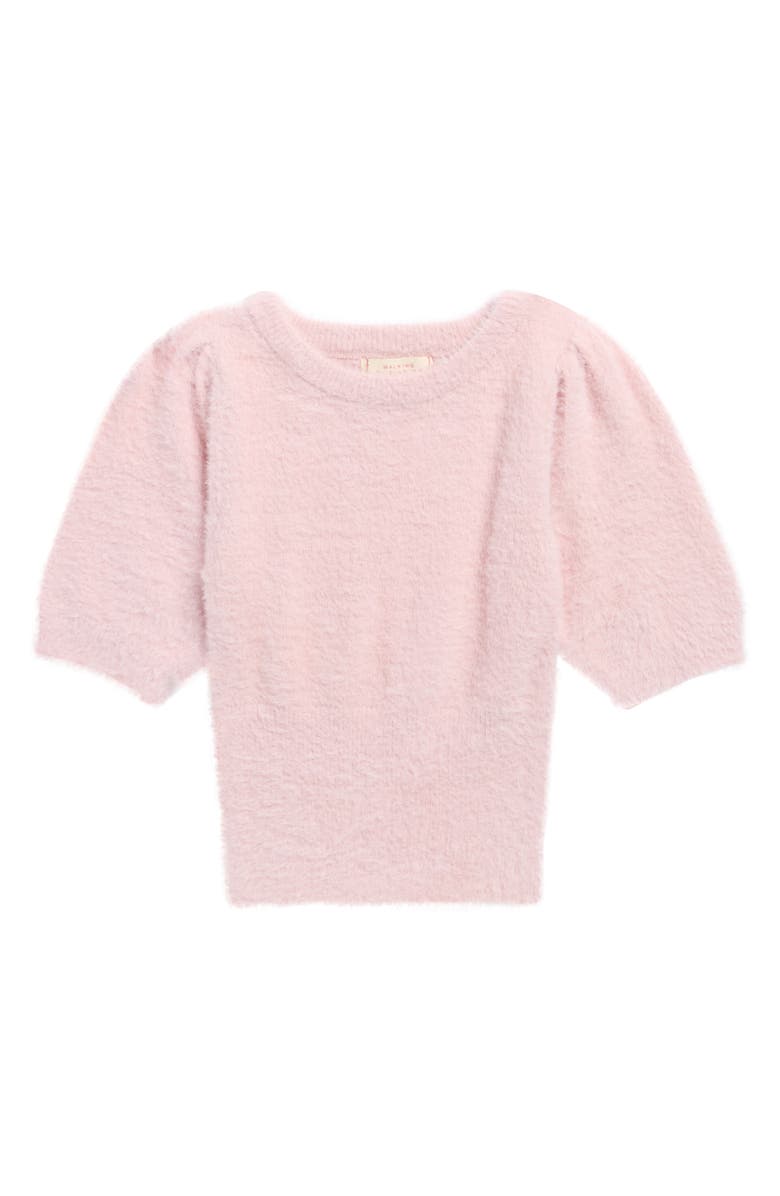 Walking on Sunshine Kids' Eyelash Short Sleeve Sweater, Main, color, Pink