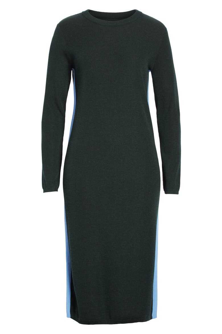 Tory Sport Double Stripe Cashmere Blend Sweater Dress, Alternate, color, CONIFER