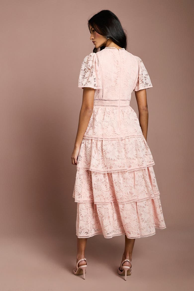 Coast Women's Flutter Sleeve Tiered Midi Dress