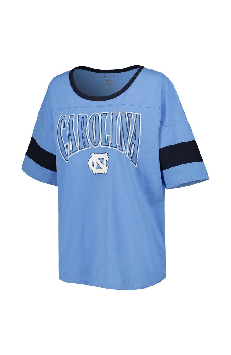 Champion Women's Champion Carolina Blue North Carolina Tar Heels Jumbo Arch Striped Half-Sleeve T-Shirt, Alternate, color, 
