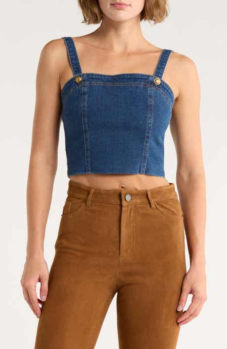 Alice + Olivia Sue Denim Bustier Top