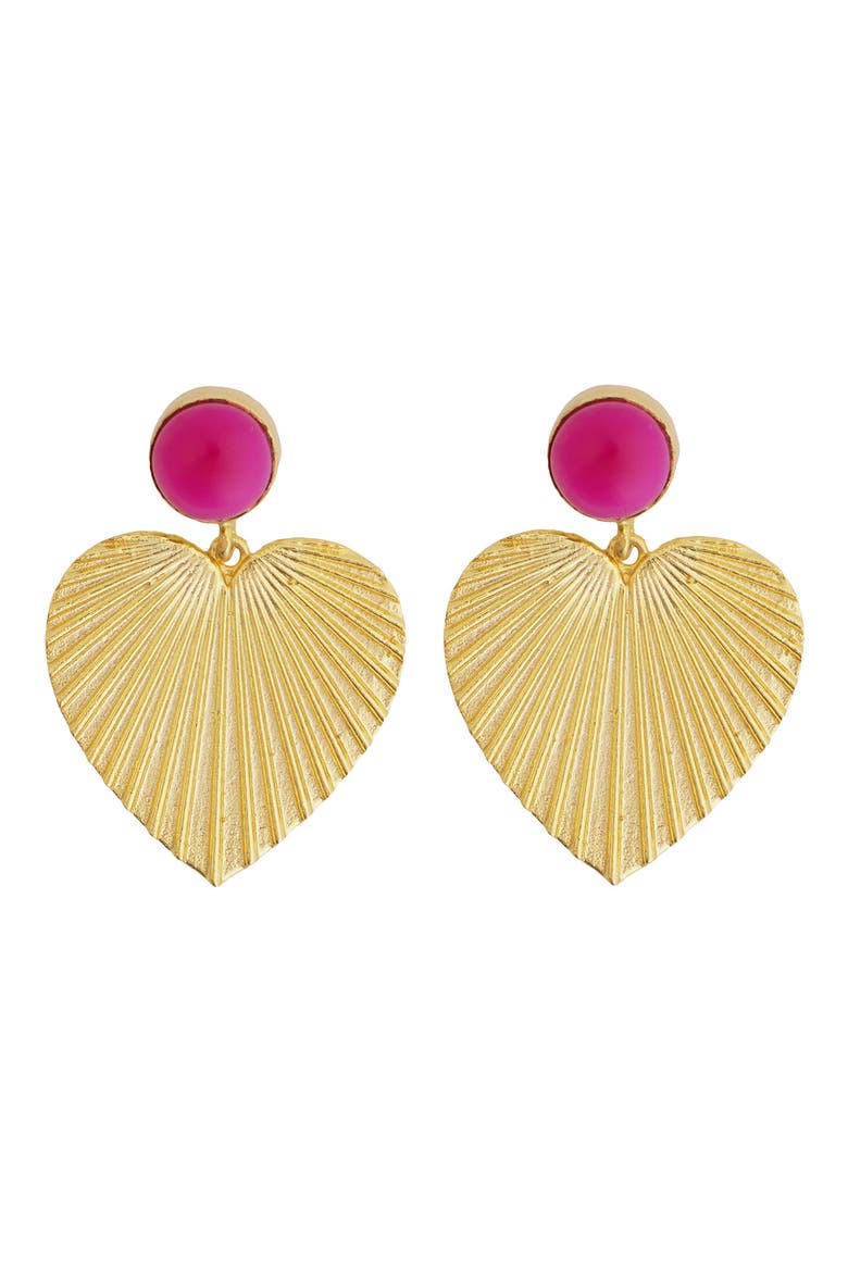 Heart Drop Earrings, Main, color, PINK