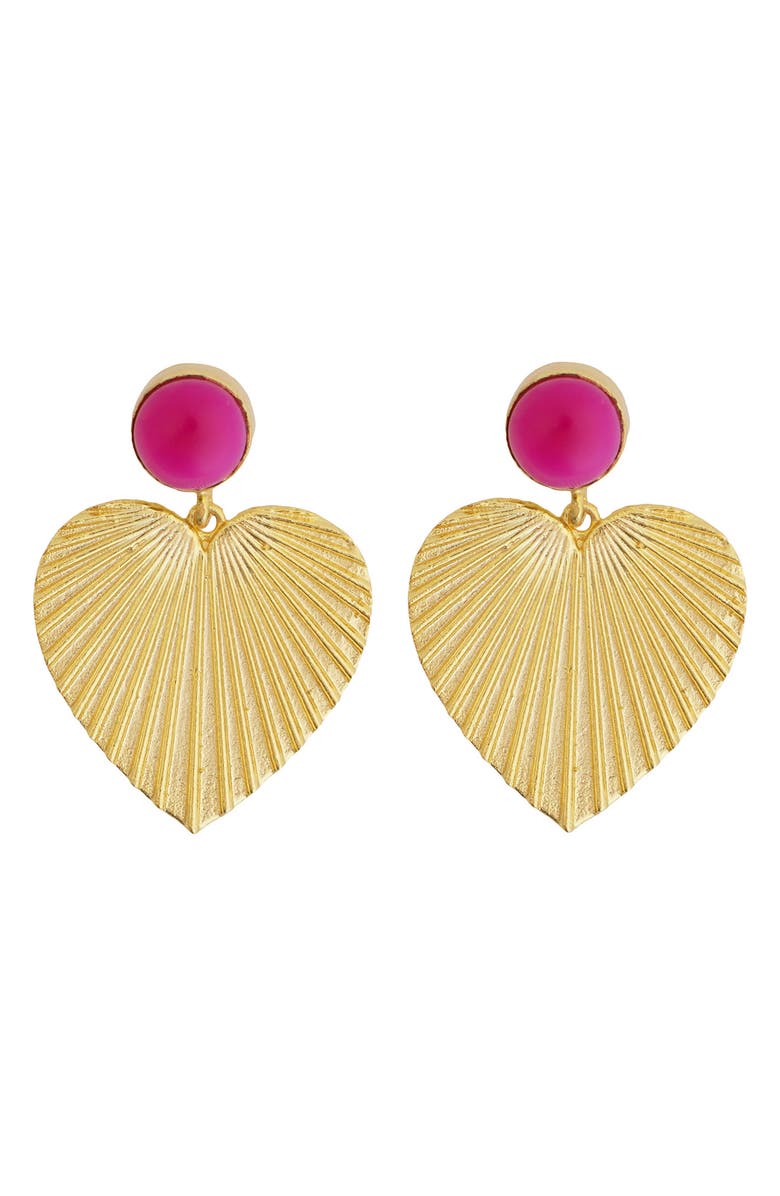 Panacea Heart Drop Earrings, Main, color, Pink