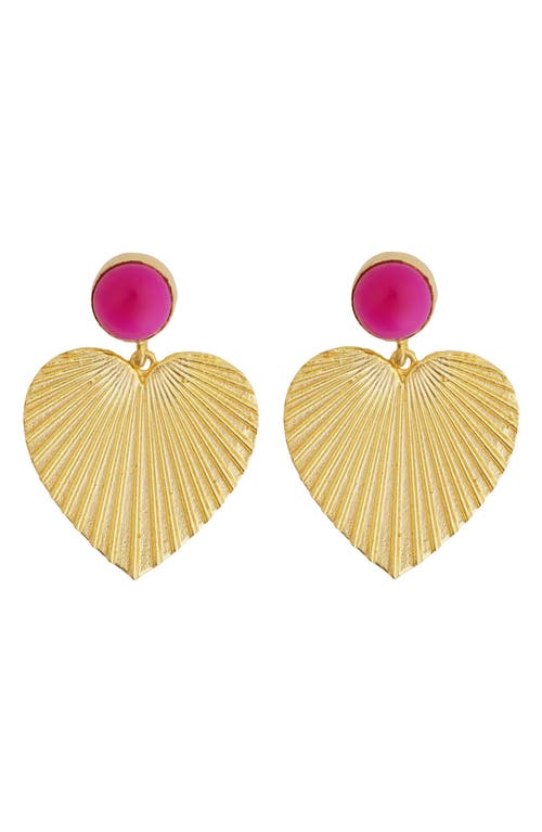 Panacea Heart Drop Earrings In Pink