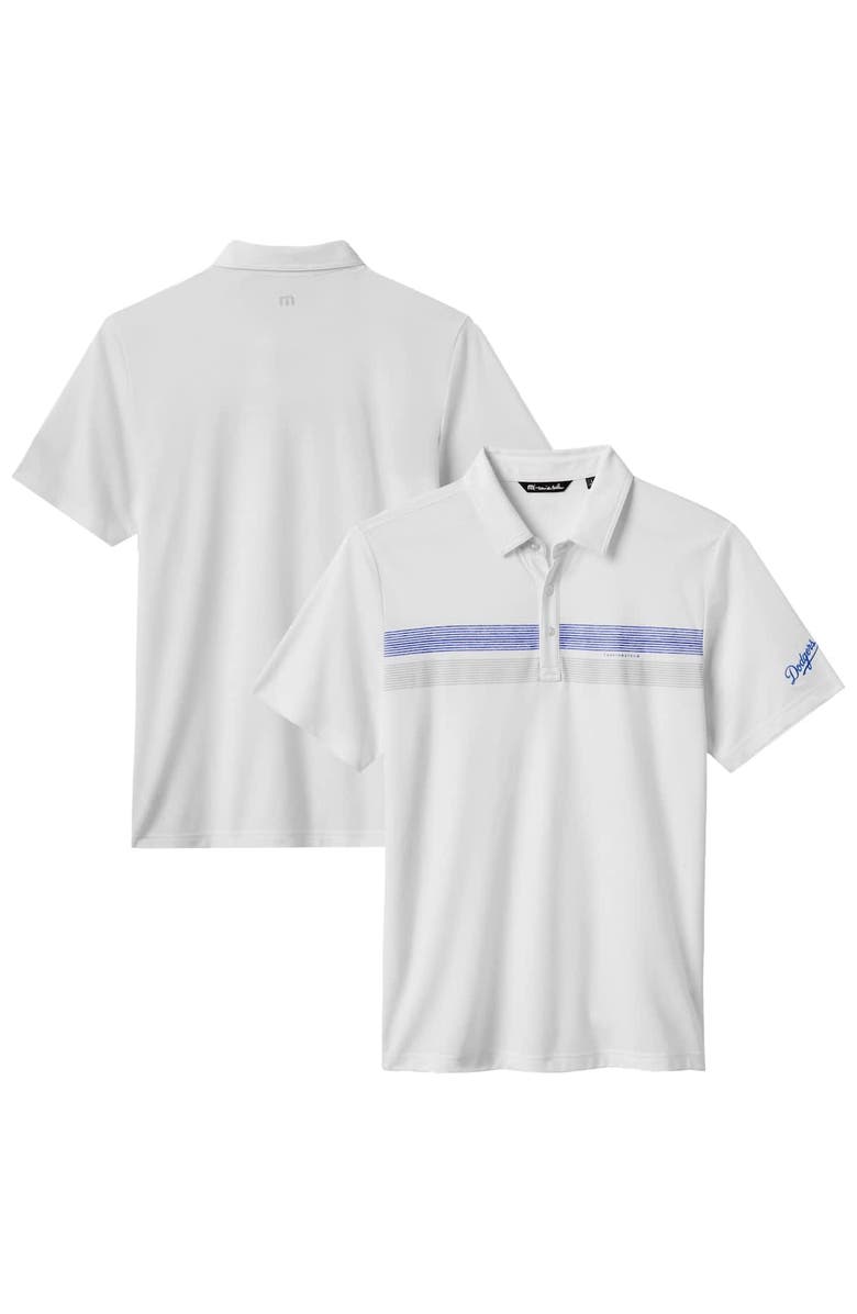 TravisMathew Men's TravisMathew White Los Angeles Dodgers Top Recruit Tri-Blend Polo, Alternate, color, White
