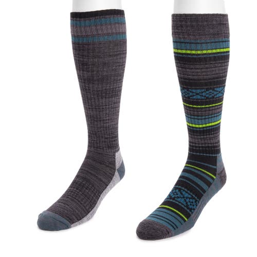 Muk Luks Tall Compression Socks 2 Pair Pack In Multi
