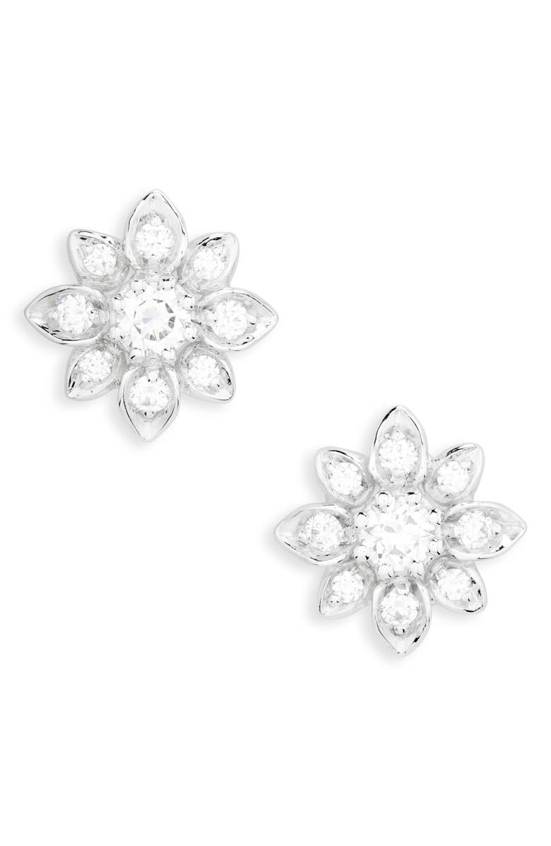 Gucci Flora Diamond Stud Earrings, Main, color, 