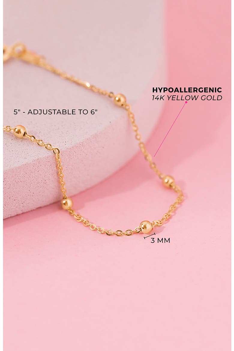 14k Tiny Polished Satellite Bracelet, Alternate, color, Gold