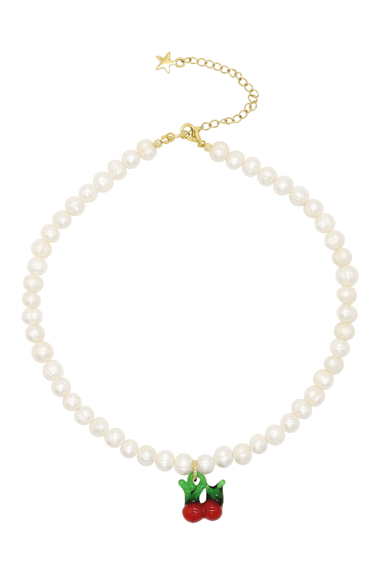 Cherry Pearl Necklace, Main, color, White