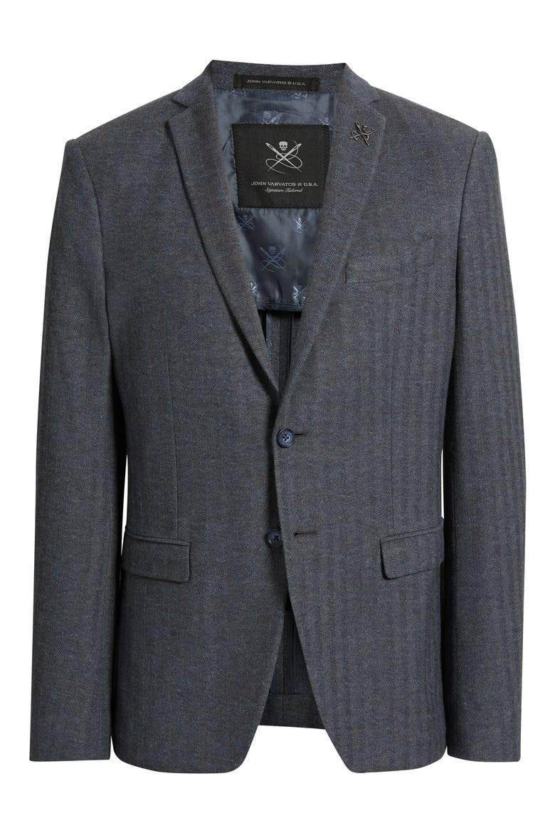 Varick Herringbone Sport Coat, Alternate, color, BLUE
