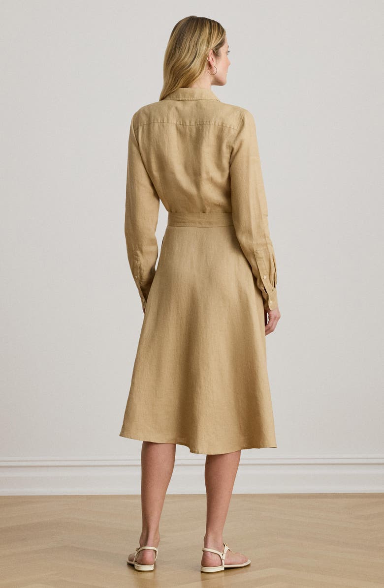 Lauren Ralph Lauren Belted Linen Shirtdress, Alternate, color, Birch Beige