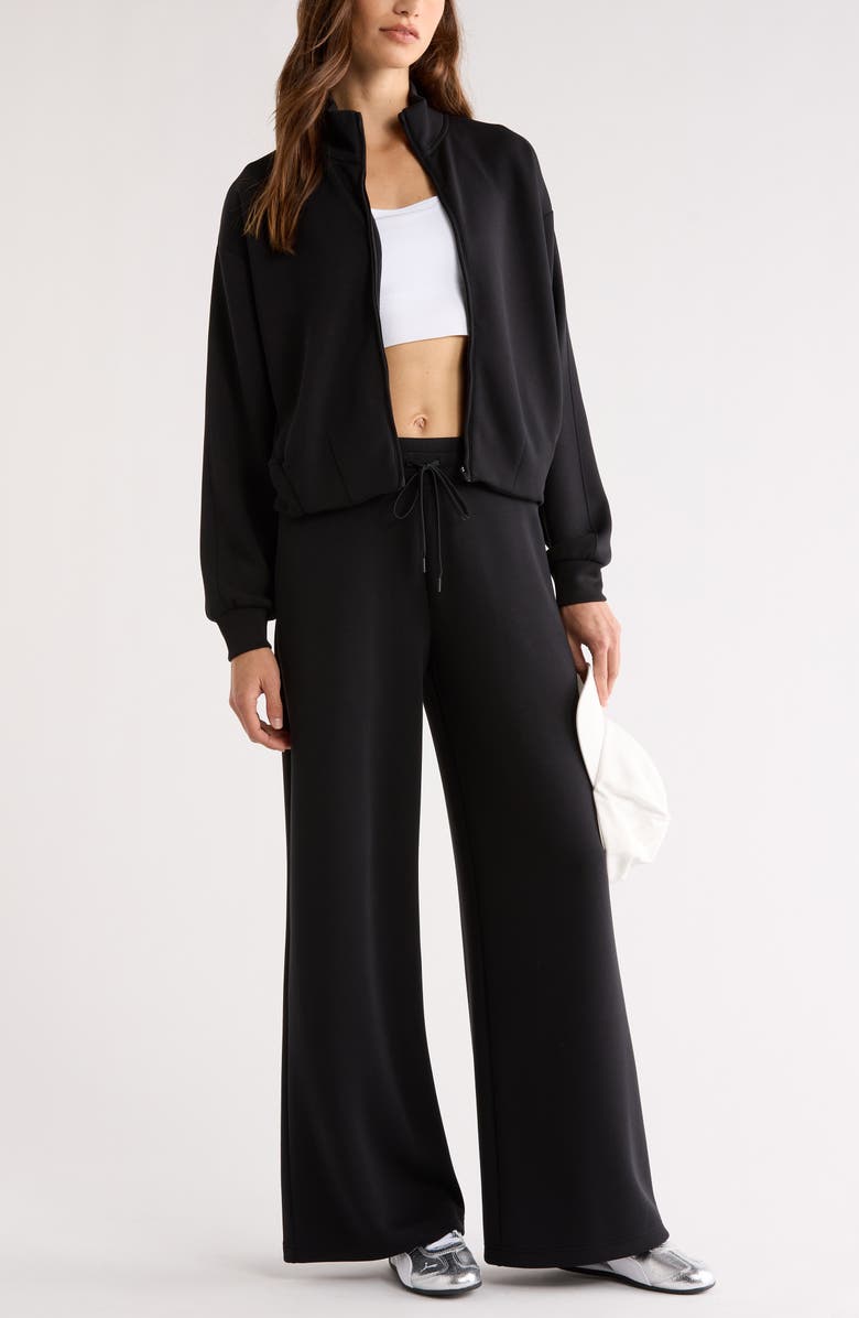 Zella Ultrasoft Wide Leg Pants, Alternate, color, Black