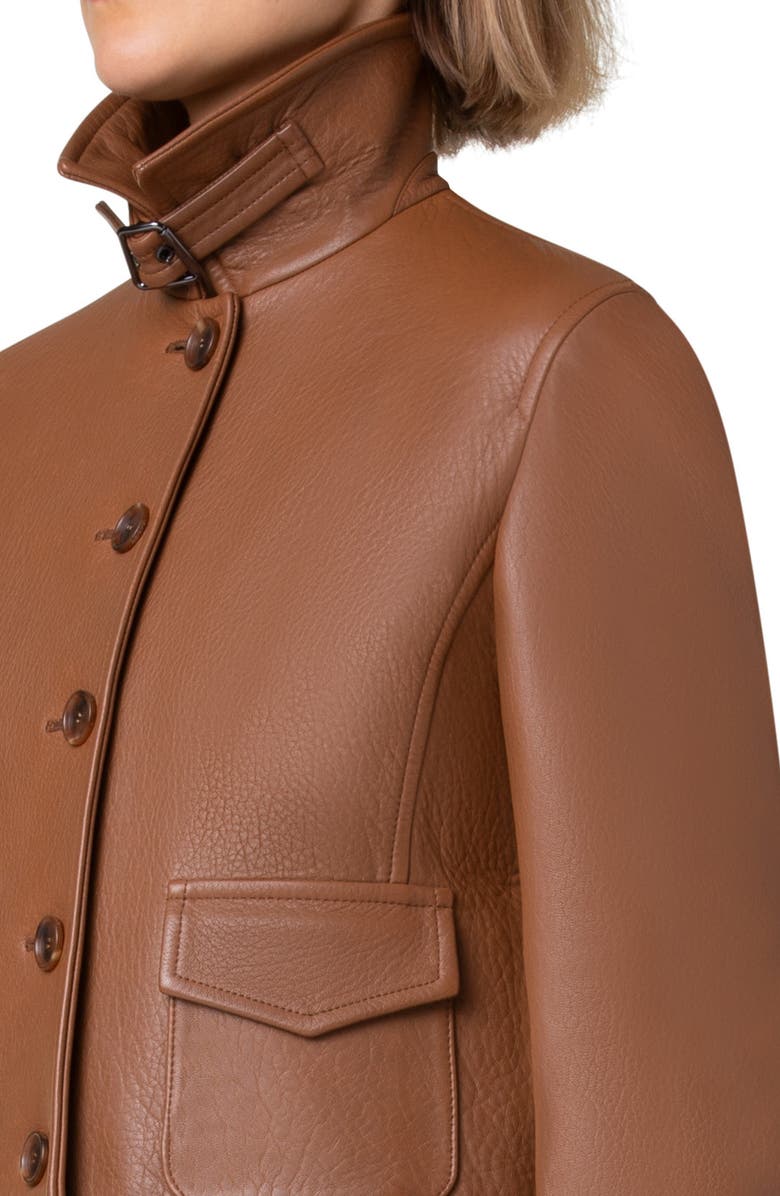 Akris Peer Crop Leather Jacket, Alternate, color,