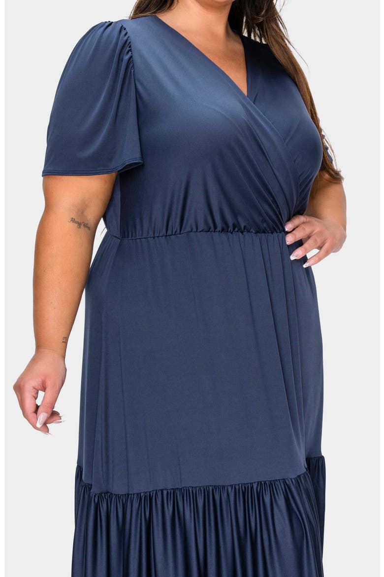 Violetta Tiered Surplice Dress, Alternate, color, NAVY