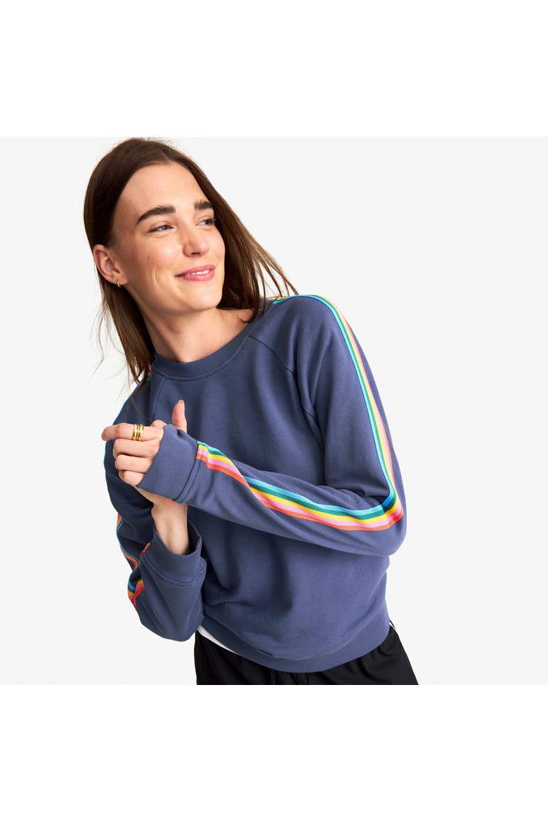 Women's Fit 24/7 Sweatshirt With Rainbow Trim, Alternate, color, Sunwashed Navy