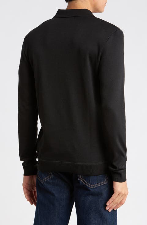 Ribbed Long Sleeve Polo Sweater