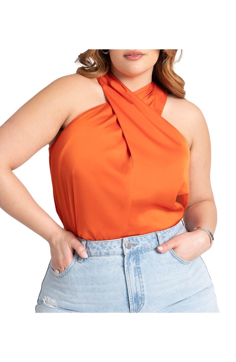 ELOQUII Halter Neck Top, Main, color, Firecracker