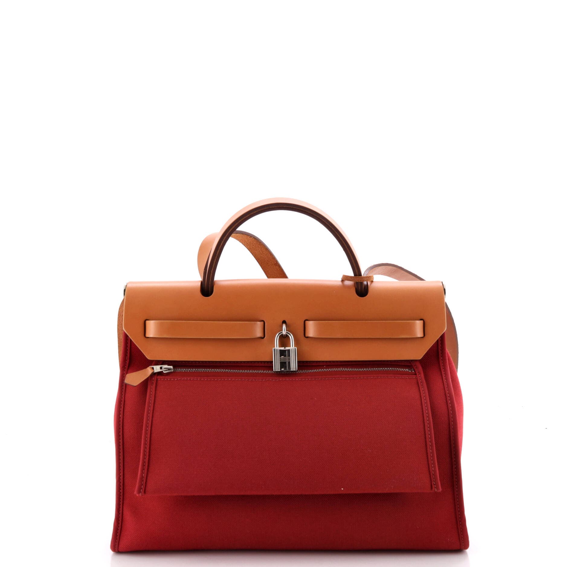 Herbag Zip Leather and Toile 31, Alternate, color, Red
