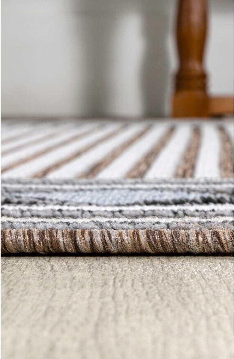 JONATHAN Y Sebastian High-Low Modern Diamond Border Indoor/Outdoor Area Rug, Alternate, color, Brown/Ivory