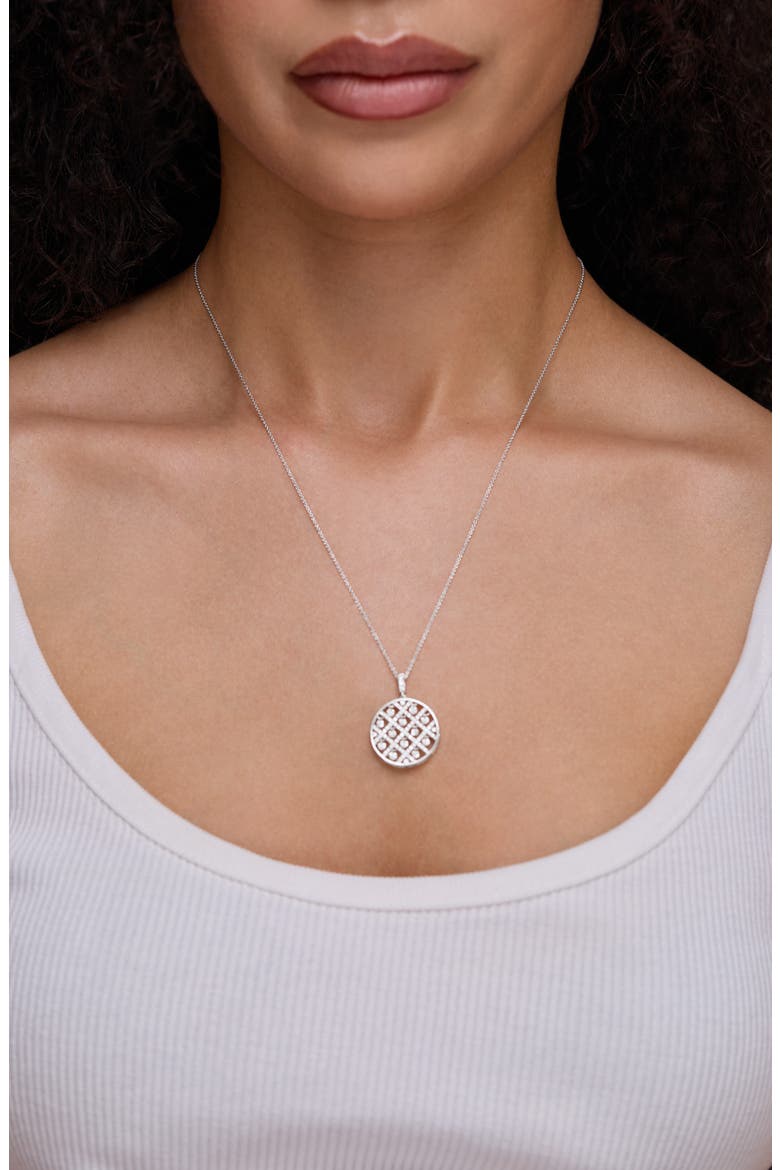 Audrey Diamond Lattice Medallion Necklace, Alternate, color, 18K WHITE GOLD